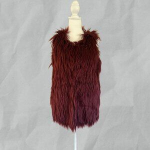 Romeo & Juliet Couture Faux Fur Vest Lined Burgundy Size Medium 100% Acrylic